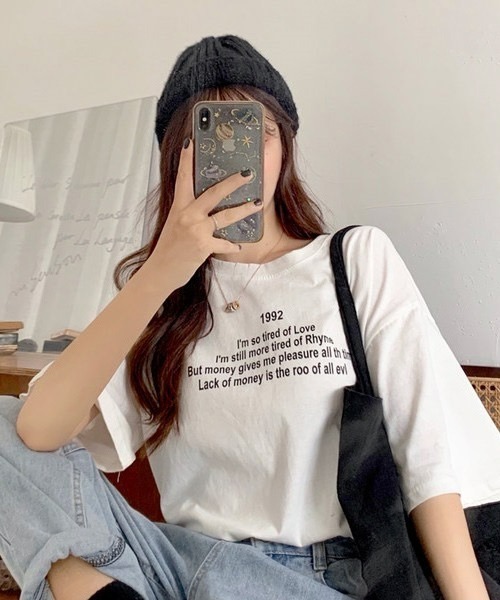 Chaco closet（チャコ クローゼット）の「ワードロゴプリントクルーネックTシャツ（Tシャツ/カットソー・レディース・ホワイト/ブルー/オレンジ・FREE）」の9枚目の写真