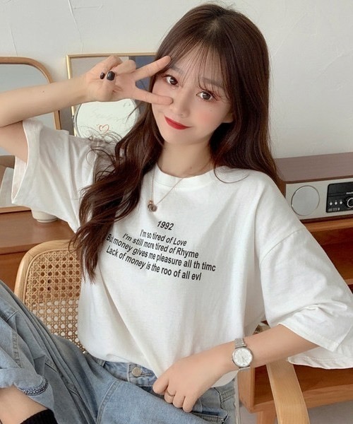 Chaco closet（チャコ クローゼット）の「ワードロゴプリントクルーネックTシャツ（Tシャツ/カットソー・レディース・ホワイト/ブルー/オレンジ・FREE）」の10枚目の写真
