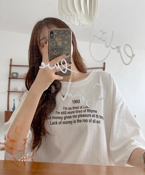 Chaco closet（チャコ クローゼット）の「ワードロゴプリントクルーネックTシャツ（Tシャツ/カットソー・レディース・ホワイト/ブルー/オレンジ・FREE）」の4枚目の写真