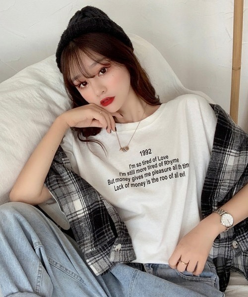 Chaco closet（チャコ クローゼット）の「ワードロゴプリントクルーネックTシャツ（Tシャツ/カットソー・レディース・ホワイト/ブルー/オレンジ・FREE）」の11枚目の写真