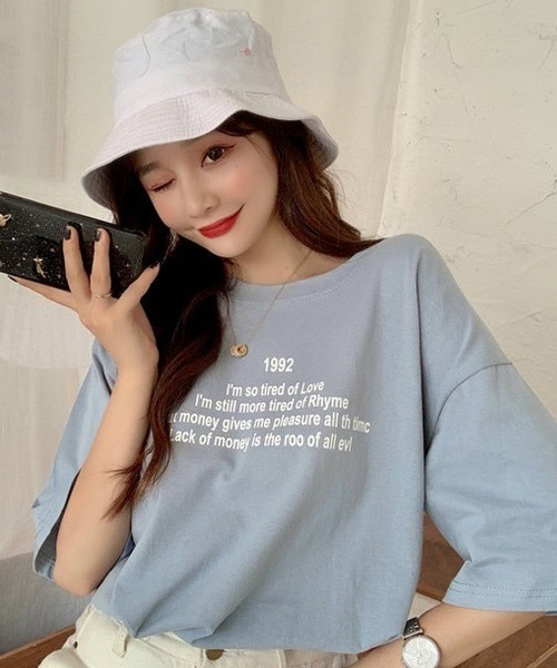 Chaco closet（チャコ クローゼット）の「ワードロゴプリントクルーネックTシャツ（Tシャツ/カットソー・レディース・ホワイト/ブルー/オレンジ・FREE）」の12枚目の写真