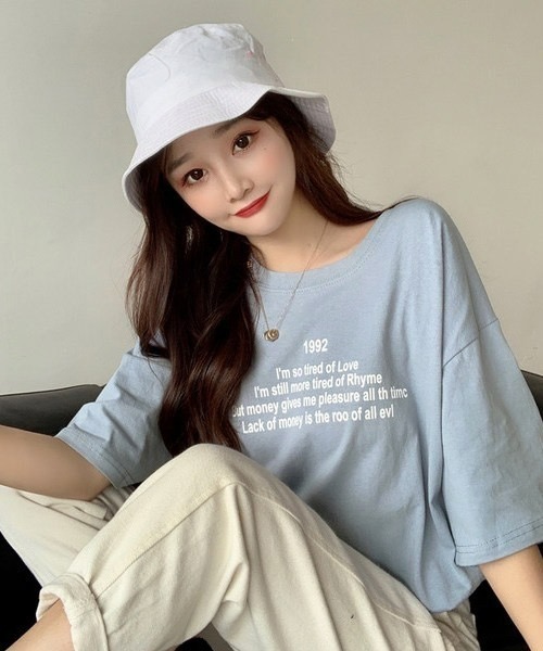 Chaco closet（チャコ クローゼット）の「ワードロゴプリントクルーネックTシャツ（Tシャツ/カットソー・レディース・ホワイト/ブルー/オレンジ・FREE）」の14枚目の写真
