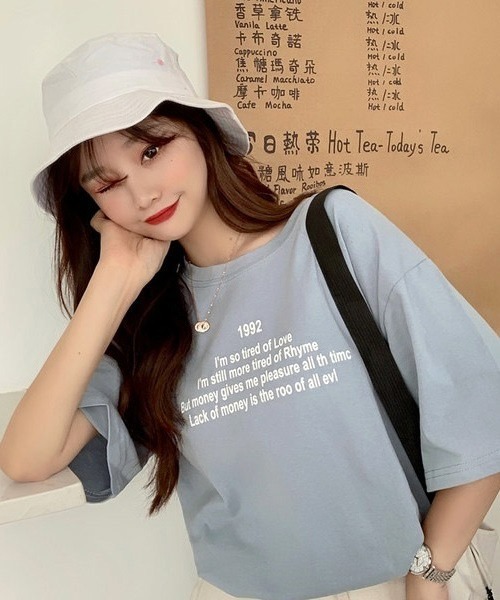 Chaco closet（チャコ クローゼット）の「ワードロゴプリントクルーネックTシャツ（Tシャツ/カットソー・レディース・ホワイト/ブルー/オレンジ・FREE）」の16枚目の写真