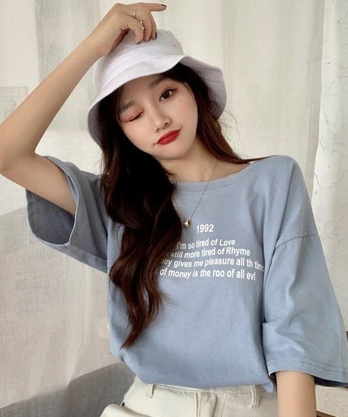 Chaco closet（チャコ クローゼット）の「ワードロゴプリントクルーネックTシャツ（Tシャツ/カットソー・レディース・ホワイト/ブルー/オレンジ・FREE）」の18枚目の写真