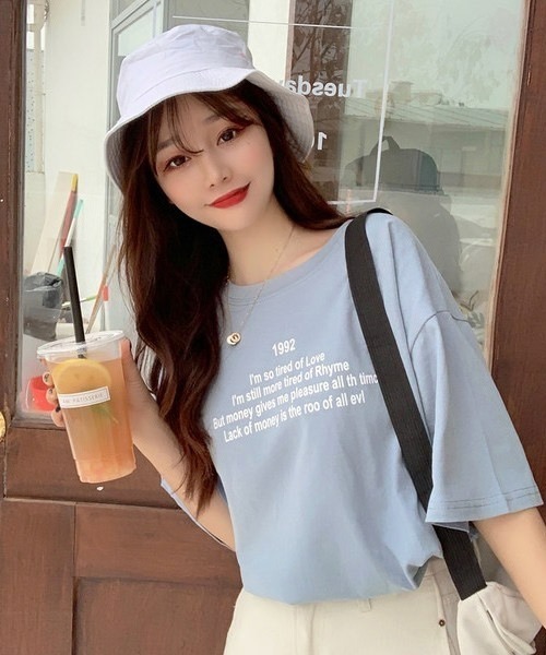 Chaco closet（チャコ クローゼット）の「ワードロゴプリントクルーネックTシャツ（Tシャツ/カットソー・レディース・ホワイト/ブルー/オレンジ・FREE）」の19枚目の写真