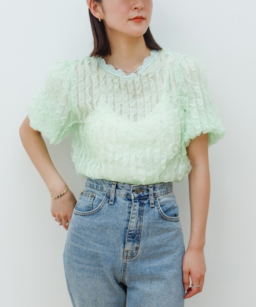 lala Born(ララボーン)の「ポップコーンシアートップス(Tシャツ/カットソー・レディース・ライム/アイボリー/ブラック・FREE)」の3枚目の写真