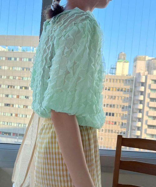 lala Born(ララボーン)の「ポップコーンシアートップス(Tシャツ/カットソー・レディース・ライム/アイボリー/ブラック・FREE)」の9枚目の写真