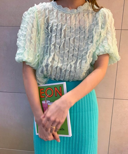 lala Born(ララボーン)の「ポップコーンシアートップス(Tシャツ/カットソー・レディース・ライム/アイボリー/ブラック・FREE)」の15枚目の写真