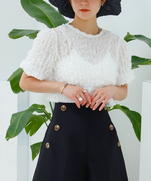 lala Born(ララボーン)の「ポップコーンシアートップス(Tシャツ/カットソー・レディース・ライム/アイボリー/ブラック・FREE)」の17枚目の写真
