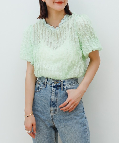 lala Born(ララボーン)の「ポップコーンシアートップス(Tシャツ/カットソー・レディース・ライム/アイボリー/ブラック・FREE)」の22枚目の写真