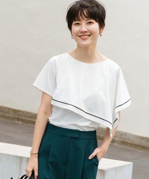 CAST: ラインデザインカットソー CAST:（キャストコロン）の「ラインデザインカットソー（Tシャツ
