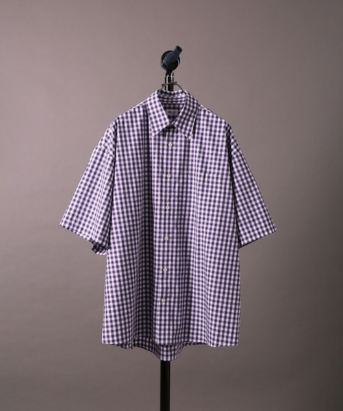 re_k by JUNRED（レクバイジュンレッド）の「【 re_k by JUNRED 】BIGブロードレギュラーカラーハーフスリーブシャツ（シャツ/ブラウス・メンズ・パープル/ホワイト/ブルー系その他4・S/L/M）」の3枚目の写真