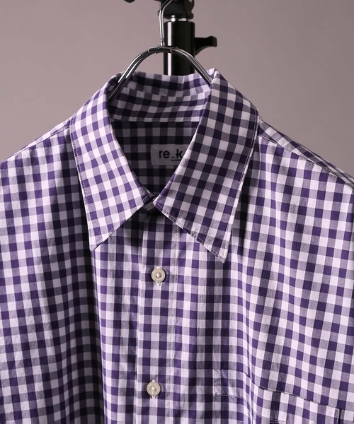 re_k by JUNRED（レクバイジュンレッド）の「【 re_k by JUNRED 】BIGブロードレギュラーカラーハーフスリーブシャツ（シャツ/ブラウス・メンズ・パープル/ホワイト/ブルー系その他4・S/L/M）」の4枚目の写真