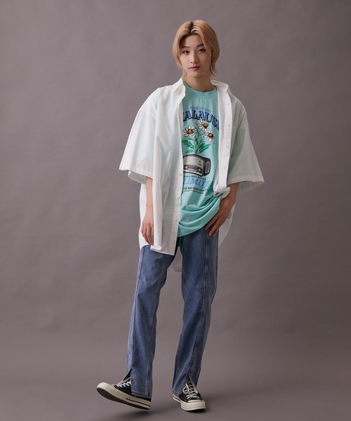 re_k by JUNRED（レクバイジュンレッド）の「【 re_k by JUNRED 】BIGブロードレギュラーカラーハーフスリーブシャツ（シャツ/ブラウス・メンズ・パープル/ホワイト/ブルー系その他4・S/L/M）」の8枚目の写真