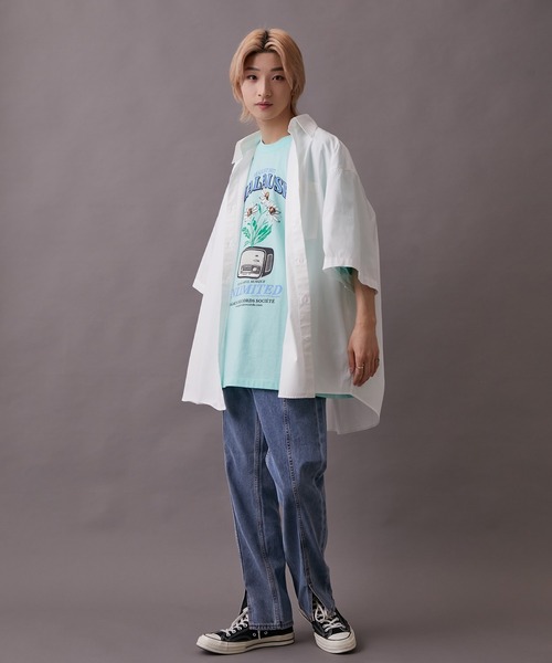 re_k by JUNRED（レクバイジュンレッド）の「【 re_k by JUNRED 】BIGブロードレギュラーカラーハーフスリーブシャツ（シャツ/ブラウス・メンズ・パープル/ホワイト/ブルー系その他4・S/L/M）」の10枚目の写真