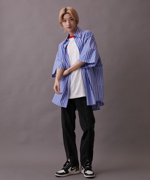 re_k by JUNRED（レクバイジュンレッド）の「【 re_k by JUNRED 】BIGブロードレギュラーカラーハーフスリーブシャツ（シャツ/ブラウス・メンズ・パープル/ホワイト/ブルー系その他4・S/L/M）」の11枚目の写真