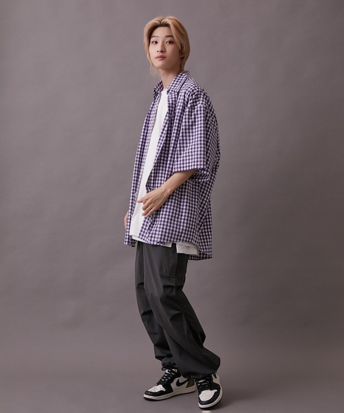 re_k by JUNRED（レクバイジュンレッド）の「【 re_k by JUNRED 】BIGブロードレギュラーカラーハーフスリーブシャツ（シャツ/ブラウス・メンズ・パープル/ホワイト/ブルー系その他4・S/L/M）」の14枚目の写真