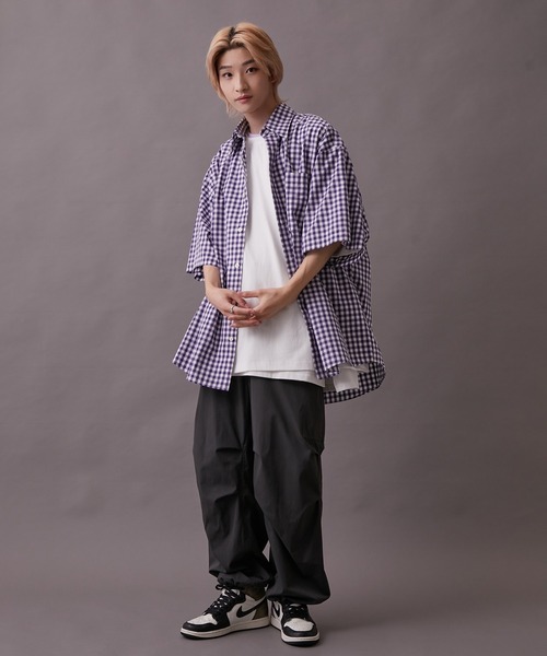 re_k by JUNRED（レクバイジュンレッド）の「【 re_k by JUNRED 】BIGブロードレギュラーカラーハーフスリーブシャツ（シャツ/ブラウス・メンズ・パープル/ホワイト/ブルー系その他4・S/L/M）」の15枚目の写真