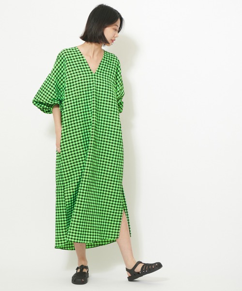 U by SPICK&SPAN(ユーバイスピックアンドスパン)の「【ROSEANNA/ローズアンナ】ギンガムチェック ワンピース(ワンピース・レディース・グリーン・FREE)」の14枚目の写真
