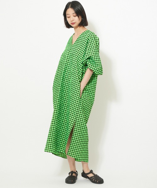 U by SPICK&SPAN(ユーバイスピックアンドスパン)の「【ROSEANNA/ローズアンナ】ギンガムチェック ワンピース(ワンピース・レディース・グリーン・FREE)」の2枚目の写真