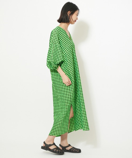 U by SPICK&SPAN(ユーバイスピックアンドスパン)の「【ROSEANNA/ローズアンナ】ギンガムチェック ワンピース(ワンピース・レディース・グリーン・FREE)」の3枚目の写真