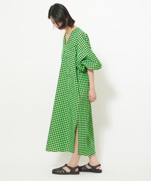 U by SPICK&SPAN(ユーバイスピックアンドスパン)の「【ROSEANNA/ローズアンナ】ギンガムチェック ワンピース(ワンピース・レディース・グリーン・FREE)」の6枚目の写真