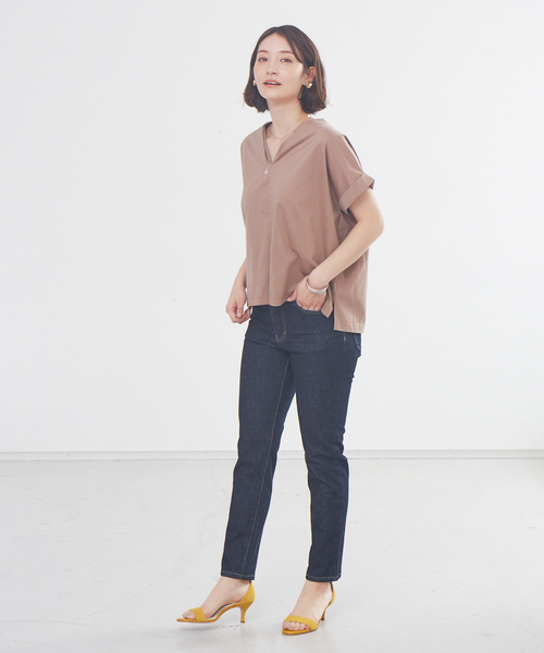 abahouse mavie（アバハウスマヴィ）の「シルケット天竺プルオーバー（Tシャツ/カットソー・レディース・ダークグリーン/ベージュ/ブラック/ホワイト/チャコールグレー/ブルー・フリー）」の7枚目の写真