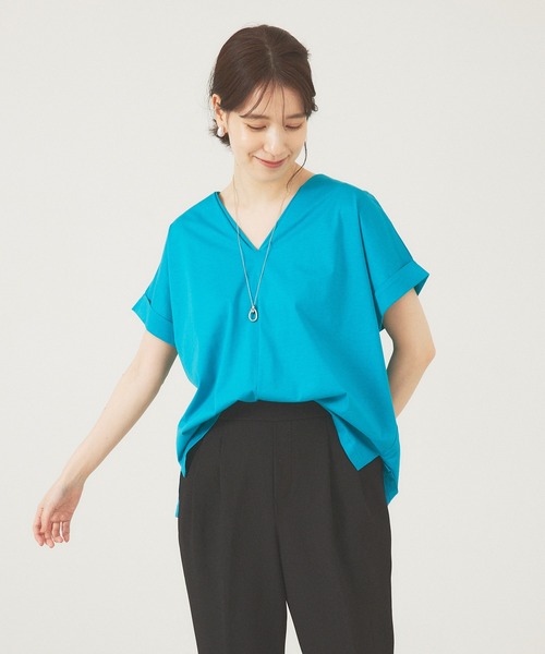 abahouse mavie（アバハウスマヴィ）の「シルケット天竺プルオーバー（Tシャツ/カットソー・レディース・ダークグリーン/ベージュ/ブラック/ホワイト/チャコールグレー/ブルー・フリー）」の6枚目の写真