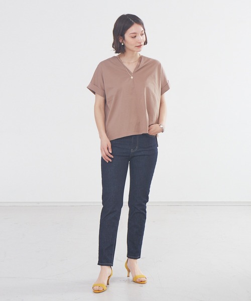 abahouse mavie（アバハウスマヴィ）の「シルケット天竺プルオーバー（Tシャツ/カットソー・レディース・ダークグリーン/ベージュ/ブラック/ホワイト/チャコールグレー/ブルー・フリー）」の9枚目の写真