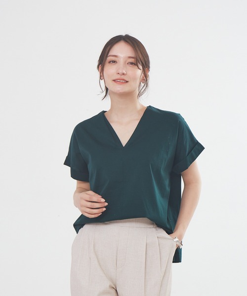 abahouse mavie（アバハウスマヴィ）の「シルケット天竺プルオーバー（Tシャツ/カットソー・レディース・ダークグリーン/ベージュ/ブラック/ホワイト/チャコールグレー/ブルー・フリー）」の12枚目の写真