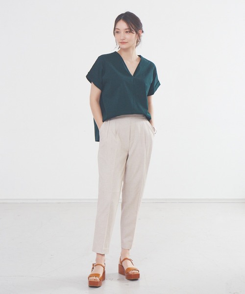 abahouse mavie（アバハウスマヴィ）の「シルケット天竺プルオーバー（Tシャツ/カットソー・レディース・ダークグリーン/ベージュ/ブラック/ホワイト/チャコールグレー/ブルー・フリー）」の13枚目の写真