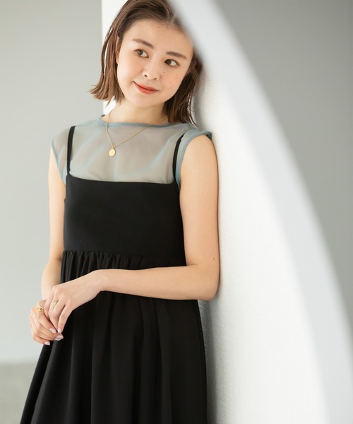 U by SPICK&SPAN◆トップス/--/ポリエステル/BLK/23-040-212-3000-4-0 シャーリングカットトップス（Tシャツ／カットソー）｜U by