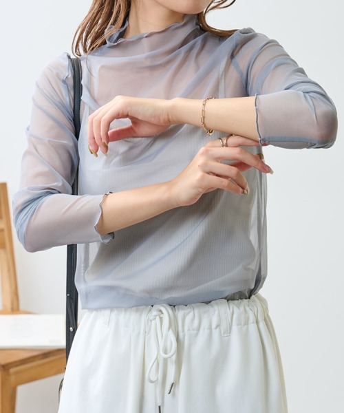 COLONY 2139（コロニートゥーワンスリーナイン）の「チュールメローロンT / シアートップス（Tシャツ/カットソー・レディース・アイボリー/ブラック/グリーン/ブルー/ピンク/オレンジ/グレー/カーキ/ピンク系その他・FREE）」の3枚目の写真