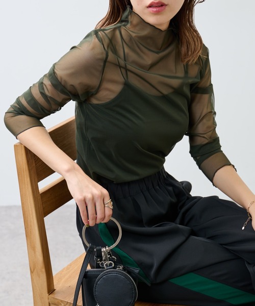 COLONY 2139（コロニートゥーワンスリーナイン）の「チュールメローロンT / シアートップス（Tシャツ/カットソー・レディース・アイボリー/ブラック/グリーン/ブルー/ピンク/オレンジ/グレー/カーキ/ピンク系その他・FREE）」の4枚目の写真