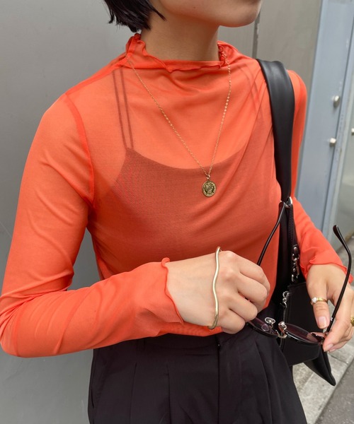 COLONY 2139（コロニートゥーワンスリーナイン）の「チュールメローロンT / シアートップス（Tシャツ/カットソー・レディース・アイボリー/ブラック/グリーン/ブルー/ピンク/オレンジ/グレー/カーキ/ピンク系その他・FREE）」の9枚目の写真