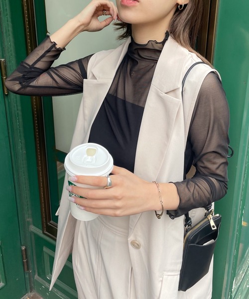 COLONY 2139（コロニートゥーワンスリーナイン）の「チュールメローロンT / シアートップス（Tシャツ/カットソー・レディース・アイボリー/ブラック/グリーン/ブルー/ピンク/オレンジ/グレー/カーキ/ピンク系その他・FREE）」の2枚目の写真