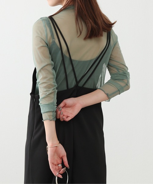 COLONY 2139（コロニートゥーワンスリーナイン）の「チュールメローロンT / シアートップス（Tシャツ/カットソー・レディース・アイボリー/ブラック/グリーン/ブルー/ピンク/オレンジ/グレー/カーキ/ピンク系その他・FREE）」の13枚目の写真