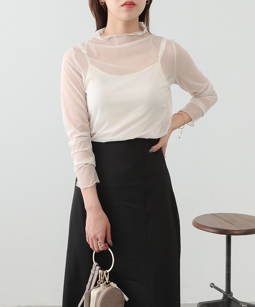 COLONY 2139（コロニートゥーワンスリーナイン）の「チュールメローロンT / シアートップス（Tシャツ/カットソー・レディース・アイボリー/ブラック/グリーン/ブルー/ピンク/オレンジ/グレー/カーキ/ピンク系その他・FREE）」の10枚目の写真