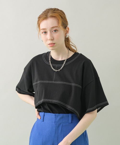 TRANOI（トラノイ）の「TRANOI クロップドセットトップス（Tシャツ/カットソー・レディース・ブラック/ブルー/グリーン・FREE）」の18枚目の写真