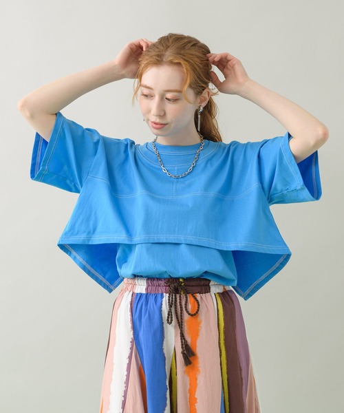 TRANOI（トラノイ）の「TRANOI クロップドセットトップス（Tシャツ/カットソー・レディース・ブラック/ブルー/グリーン・FREE）」の13枚目の写真