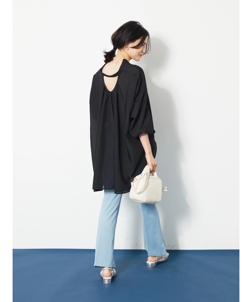 AMERICAN HOLIC（アメリカンホリック）の「バックオープンシアーブラウス（シャツ/ブラウス・レディース・ストライプ/ブラック・M/L）」の21枚目の写真