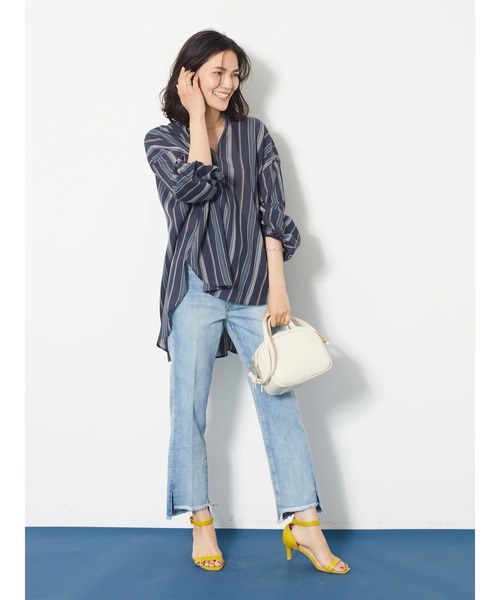 AMERICAN HOLIC（アメリカンホリック）の「バックオープンシアーブラウス（シャツ/ブラウス・レディース・ストライプ/ブラック・M/L）」の11枚目の写真