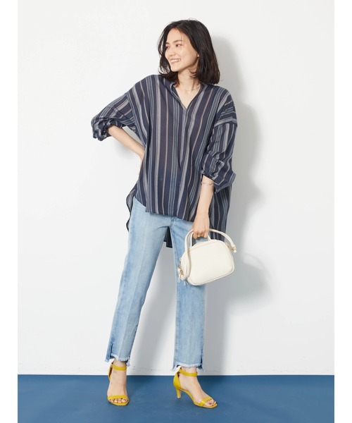 AMERICAN HOLIC（アメリカンホリック）の「バックオープンシアーブラウス（シャツ/ブラウス・レディース・ストライプ/ブラック・M/L）」の12枚目の写真