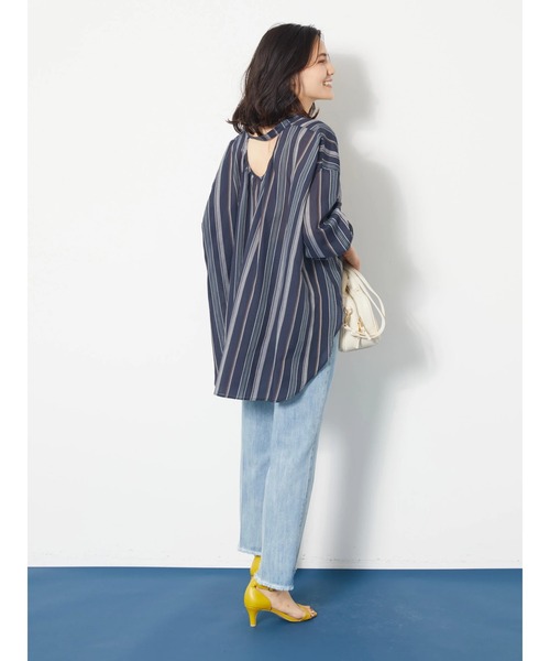 AMERICAN HOLIC（アメリカンホリック）の「バックオープンシアーブラウス（シャツ/ブラウス・レディース・ストライプ/ブラック・M/L）」の14枚目の写真