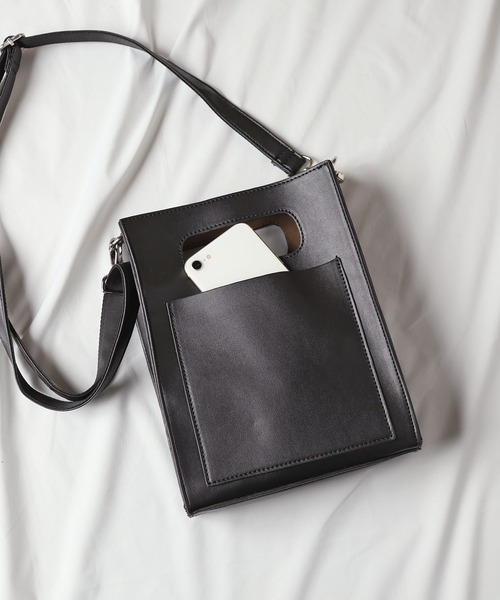UNION STATION（ユニオンステーション）の「シンセティックレザースクエアショルダーバッグ（ショルダーバッグ・メンズ・ブラック/グレー/ブラック系その他・FREE）」の9枚目の写真