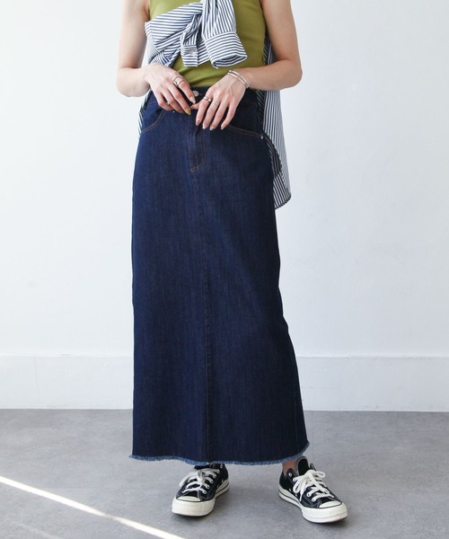 Chillfar（チルファー）の「デニムロングスカート（デニムスカート・レディース・ブラック/ネイビー/アイボリー・MEDIUM/LARGE）」の21枚目の写真