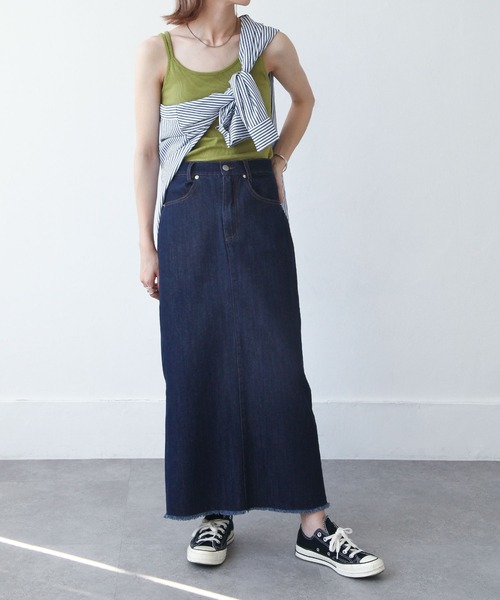 Chillfar（チルファー）の「デニムロングスカート（デニムスカート・レディース・ブラック/ネイビー/アイボリー・MEDIUM/LARGE）」の22枚目の写真