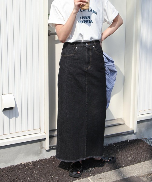 Chillfar(チルファー)の「デニムロングスカート(デニムスカート・レディース・ブラック/ネイビー/アイボリー・MEDIUM/LARGE)」の21枚目の写真