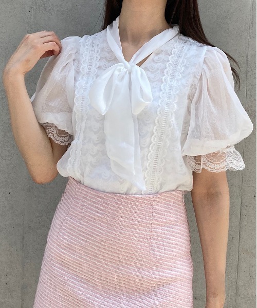 Crea titty&Co. PETIT（クレアティティーアンドコープチ）の「【Crea titty&Co. PETIT】レースリボンパフブラウス（シャツ/ブラウス・レディース・ホワイト・FREE）」の12枚目の写真