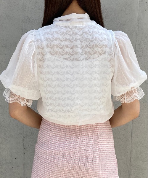 Crea titty&Co. PETIT（クレアティティーアンドコープチ）の「【Crea titty&Co. PETIT】レースリボンパフブラウス（シャツ/ブラウス・レディース・ホワイト・FREE）」の4枚目の写真